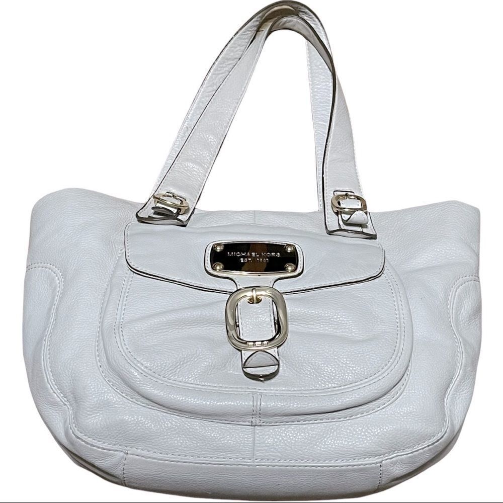 Michael Kors White Leather Shoulder Tote